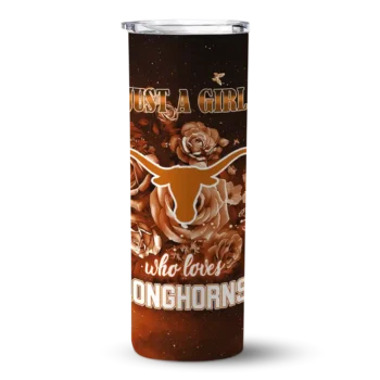 Customized Texas Longhorns Rose Romance Orange Black Skinny Tumbler