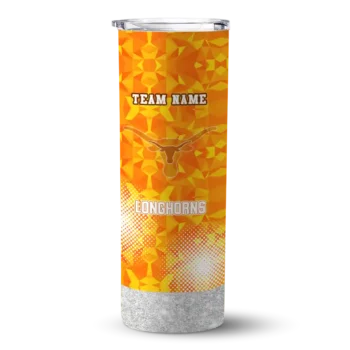 Customized Texas Longhorns Starburst Tiles Orange Skinny Tumbler