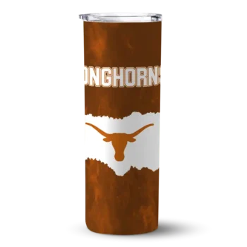 Customized Texas Longhorns Torn Band Orange White Skinny Tumbler