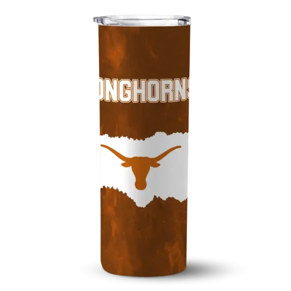 customized texas longhorns torn band orange white skinny tumbler best selling