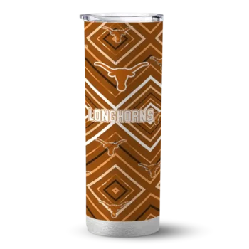 Customized Texas Longhorns Zipper Leopard Orange Skinny Tumbler