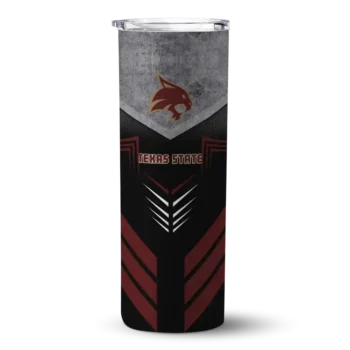 Customized Texas State Bobcats Hexagon Honeycomb Maroon Black Skinny Tumbler