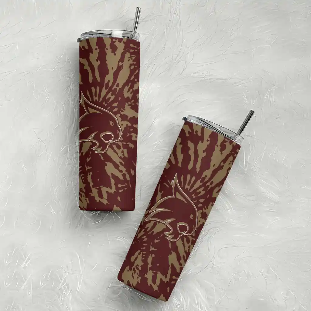 customized-texas-state-bobcats-metallic-grid-maroon-skinny-tumbler-top-rated.webp
