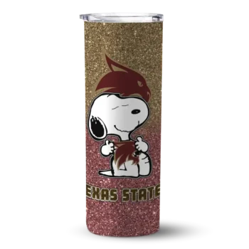Customized Texas State Bobcats Snoopy Attitude Maroon Skinny Tumbler