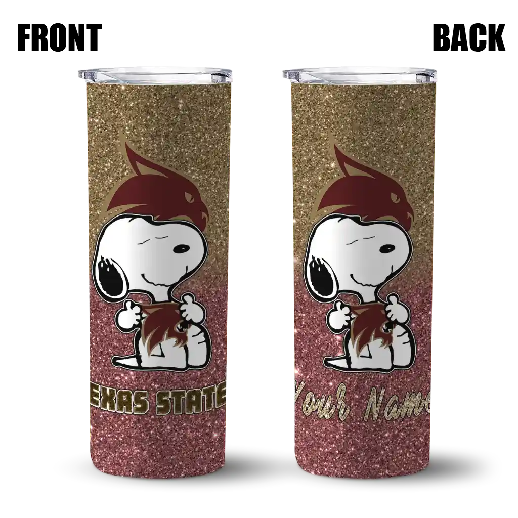 customized-texas-state-bobcats-snoopy-attitude-maroon-skinny-tumbler-fashion-forward.webp