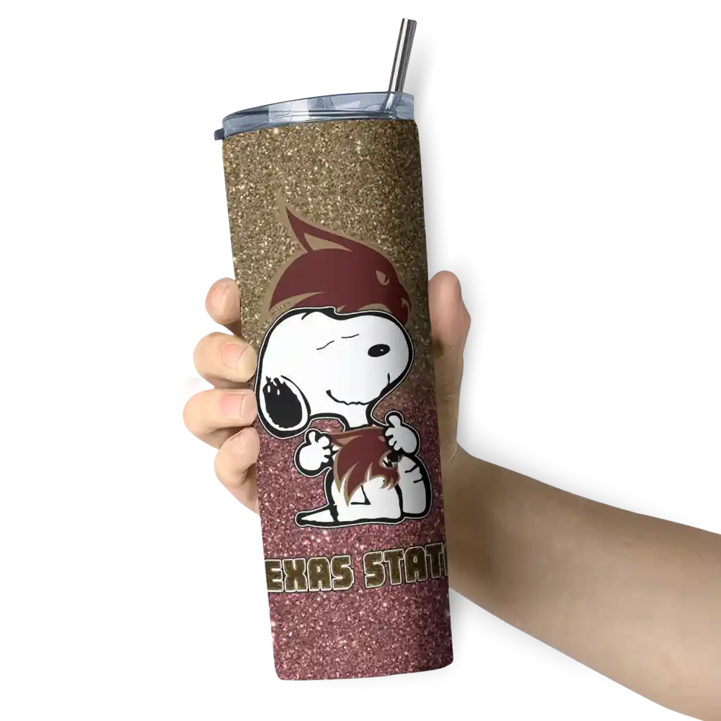 customized-texas-state-bobcats-snoopy-attitude-maroon-skinny-tumbler-premium-grade.webp