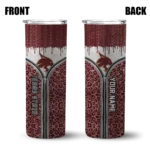 customized-texas-state-bobcats-sparkle-drip-maroon-skinny-tumbler-best-selling.webp
