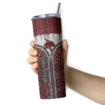 customized-texas-state-bobcats-sparkle-drip-maroon-skinny-tumbler-best-selling.webp