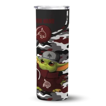 Customized Texas State Bobcats Yoda Camo Maroon Black Skinny Tumbler