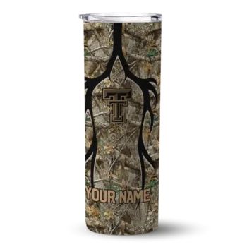 Customized Texas Tech Red Raiders Antler Flow Camo Skinny Tumbler