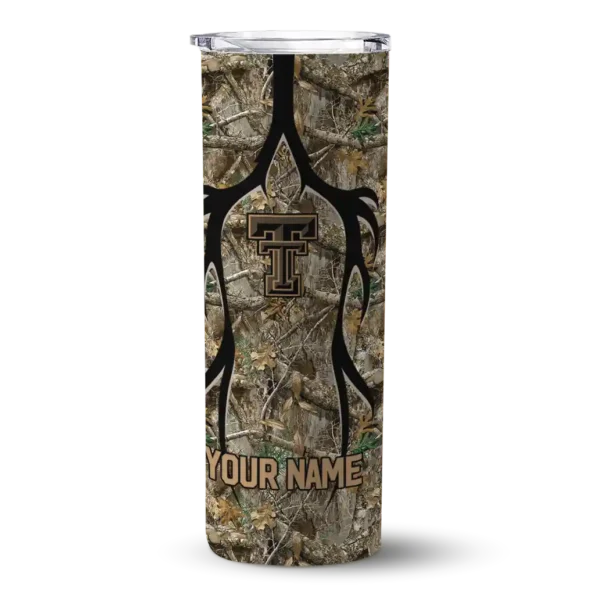 customized texas tech red raiders antler flow camo skinny tumbler best selling