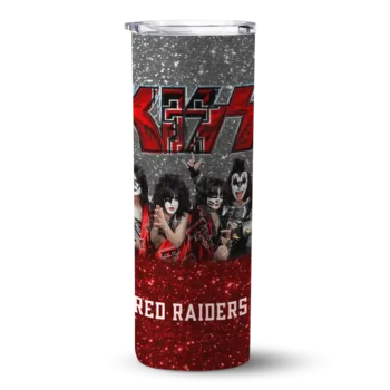 Customized Texas Tech Red Raiders Kiss Band Black Skinny Tumbler
