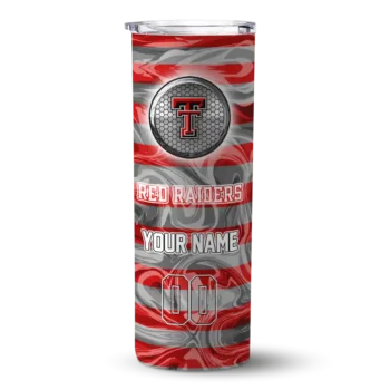 Customized Texas Tech Red Raiders Patterned Waves Red Skinny Tumbler