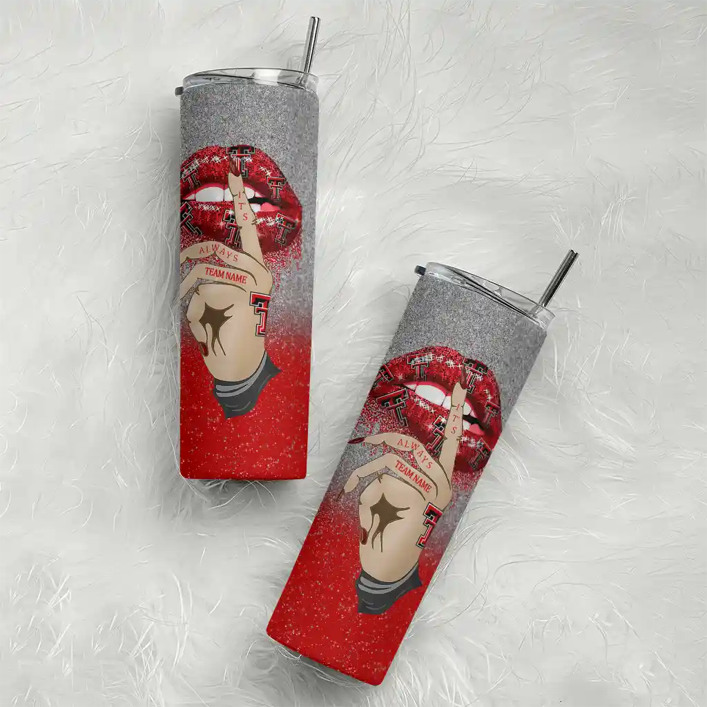 customized-texas-tech-red-raiders-sparkle-lips-red-skinny-tumbler-top-rated.webp