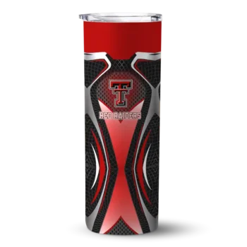 Customized Texas Tech Red Raiders Superman Emblem Red Black Skinny Tumbler