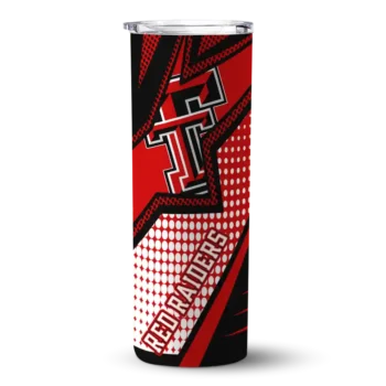 Customized Texas Tech Red Raiders Web Stripes Red White Skinny Tumbler
