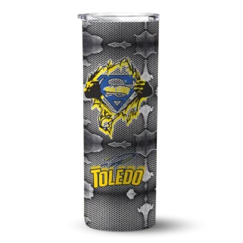 Customized Toledo Rockets Chevron V Blue Gray Skinny Tumbler