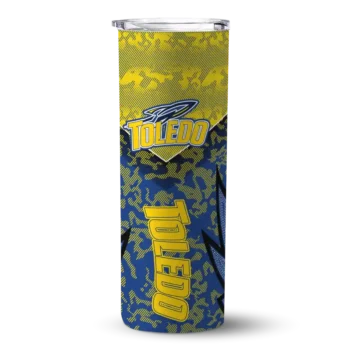 Customized Toledo Rockets Spiral Burst Print Blue Skinny Tumbler