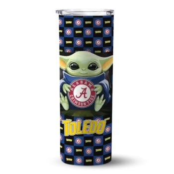 Customized Toledo Rockets Yoda Cozy Blue Black Skinny Tumbler