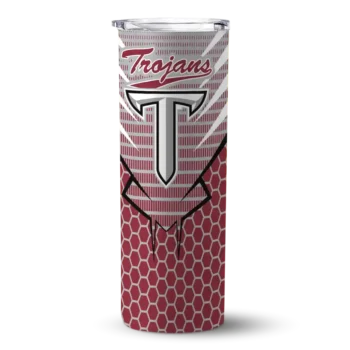 Customized Troy Trojans Chevron Stripes Red Skinny Tumbler