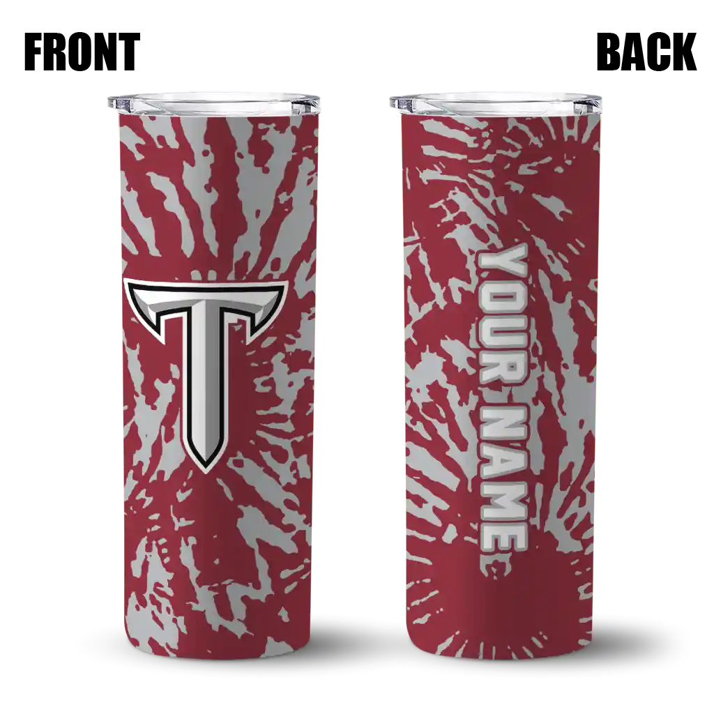 customized-troy-trojans-metallic-grid-red-skinny-tumbler-fashion-forward.webp