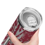customized-troy-trojans-metallic-grid-red-skinny-tumbler-best-selling.webp