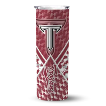 Customized Troy Trojans Monogram Burst Red White Skinny Tumbler