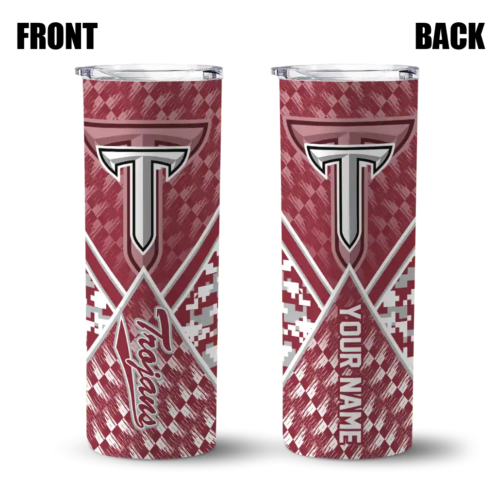 customized-troy-trojans-monogram-burst-red-white-skinny-tumbler-fashion-forward.webp