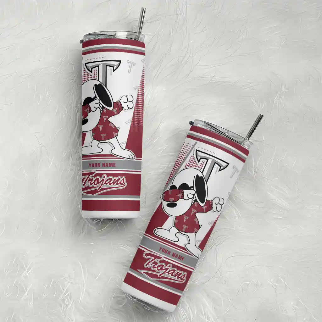 customized-troy-trojans-snoopy-dog-red-white-skinny-tumbler-top-rated.webp