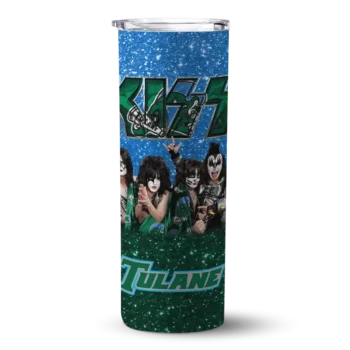 Customized Tulane Green Wave Kiss Band Blue Skinny Tumbler