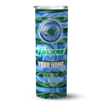 Customized Tulane Green Wave Patterned Waves Green Skinny Tumbler