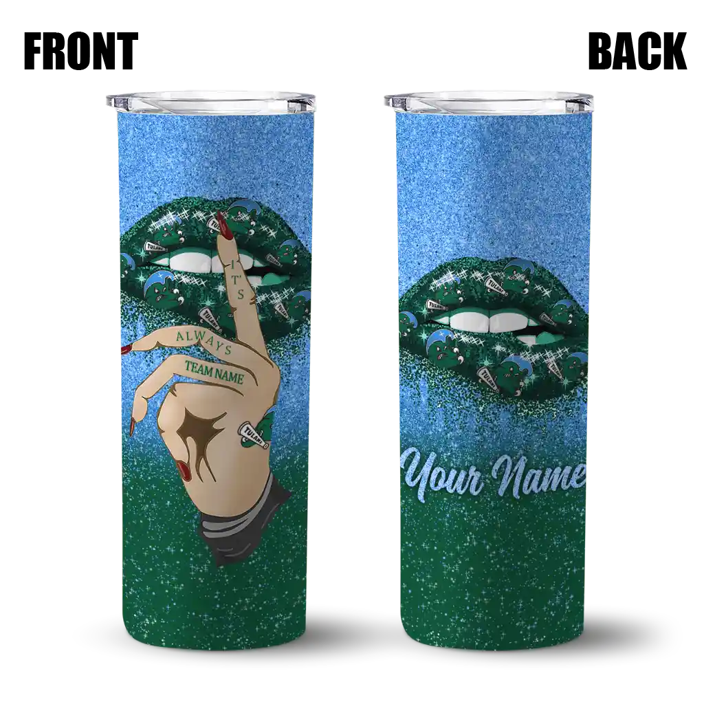customized-tulane-green-wave-sparkle-lips-green-skinny-tumbler-fashion-forward-1-1.webp
