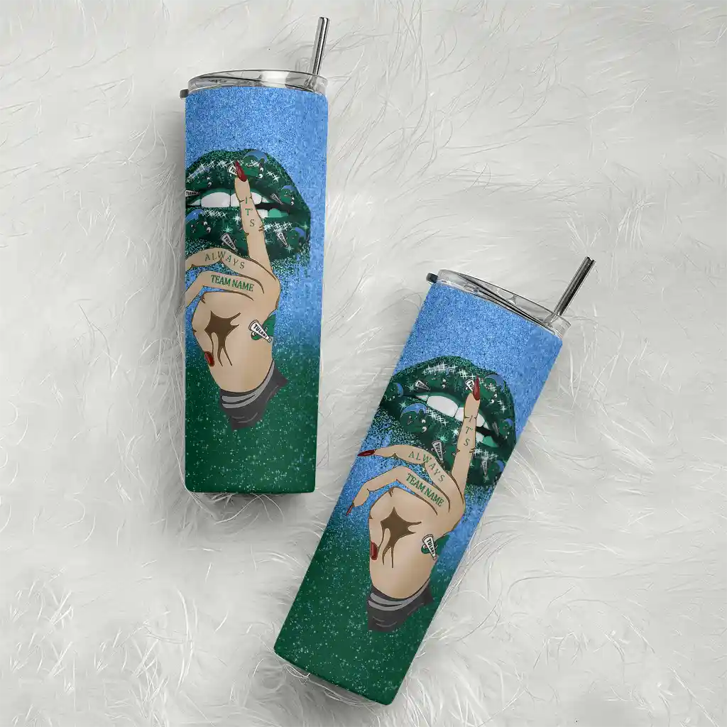customized-tulane-green-wave-sparkle-lips-green-skinny-tumbler-top-rated.webp