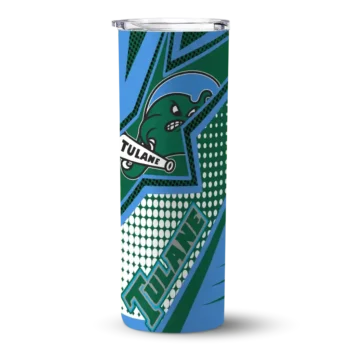 Customized Tulane Green Wave Web Stripes Green White Skinny Tumbler
