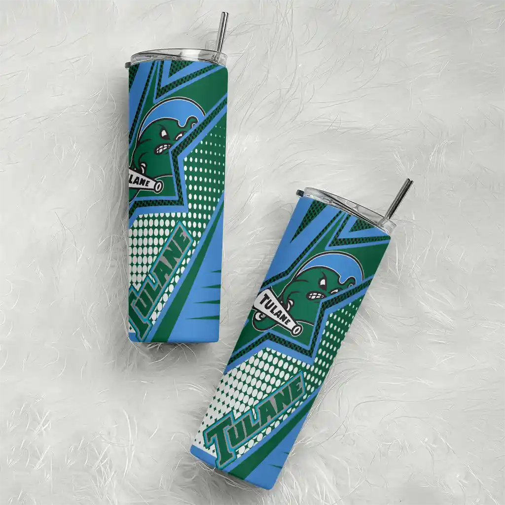customized-tulane-green-wave-web-stripes-green-white-skinny-tumbler-top-rated.webp