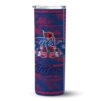 Customized Tulsa Golden Hurricane Chevron Patch Blue Skinny Tumbler