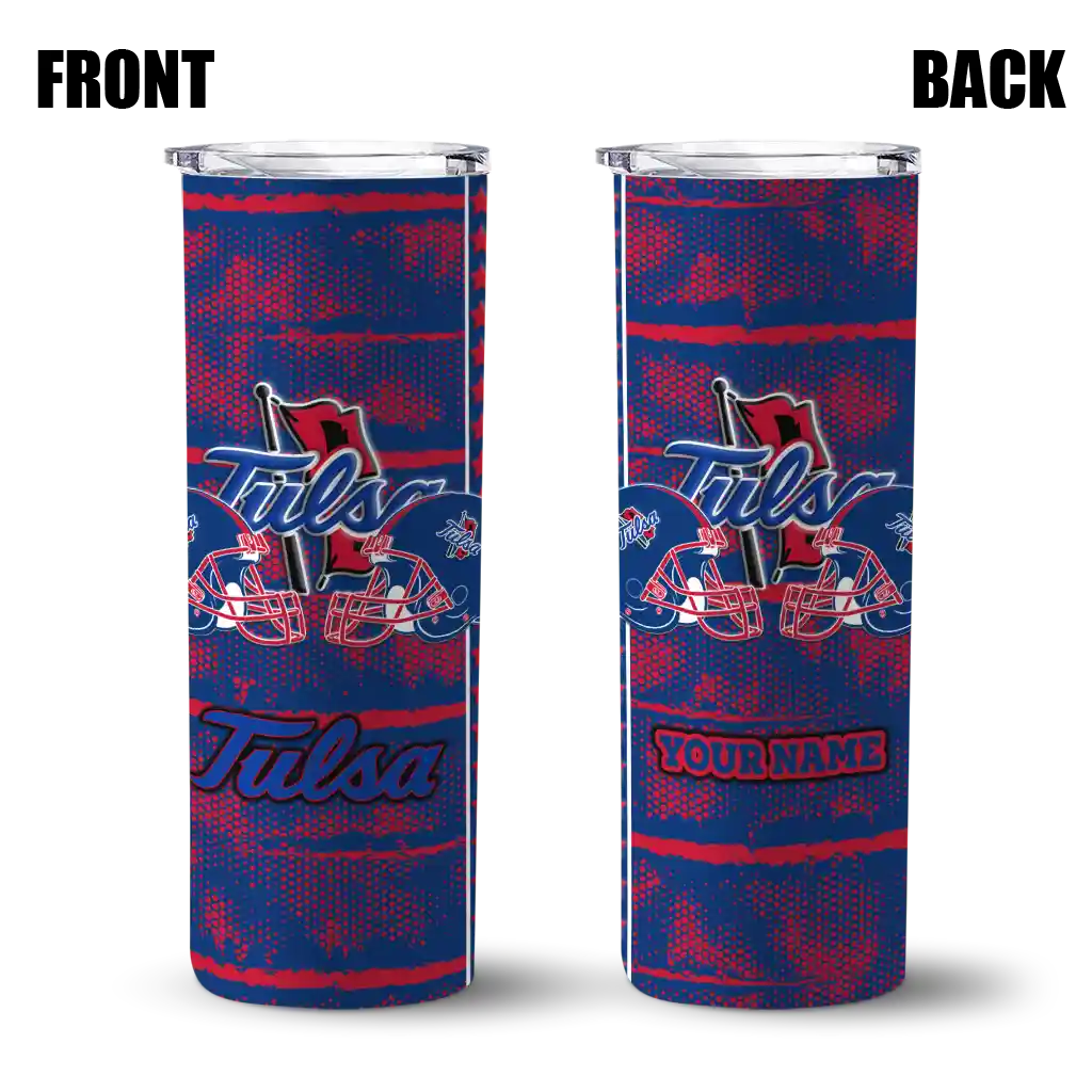 customized-tulsa-golden-hurricane-chevron-patch-blue-skinny-tumbler-fashion-forward.webp