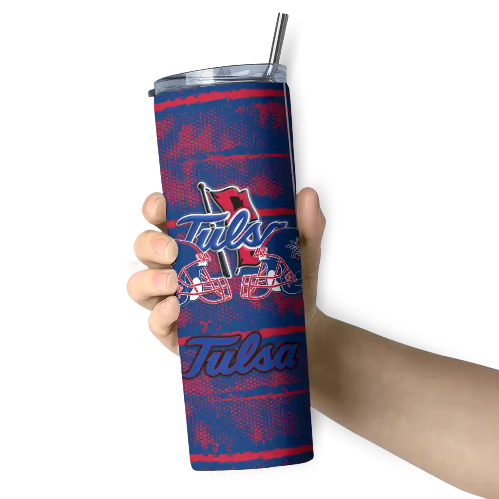 customized-tulsa-golden-hurricane-chevron-patch-blue-skinny-tumbler-premium-grade.webp