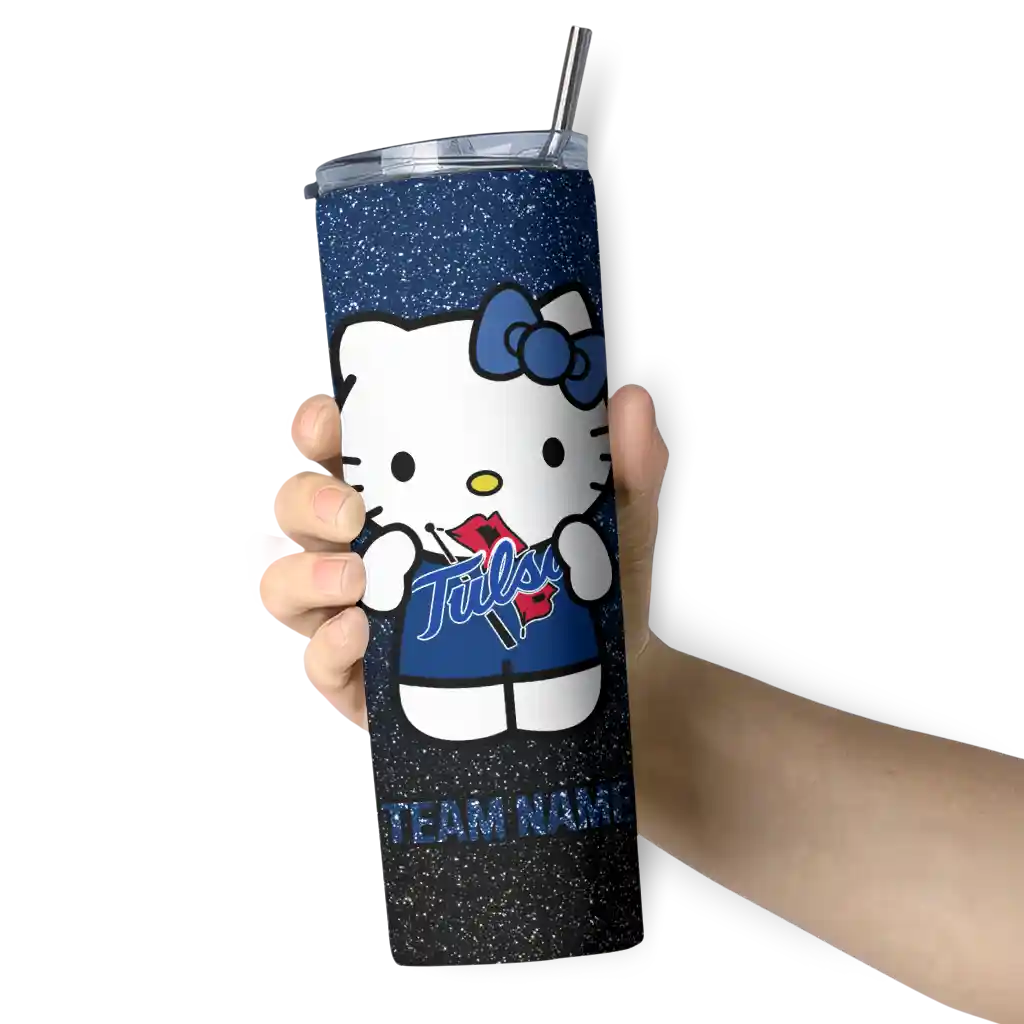 customized-tulsa-golden-hurricane-hello-kitty-blue-black-skinny-tumbler-premium-grade.webp