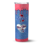 customized-tulsa-golden-hurricane-pixel-fade-blue-skinny-tumbler-best-selling.webp