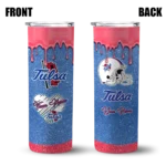 customized-tulsa-golden-hurricane-pixel-fade-blue-skinny-tumbler-best-selling.webp