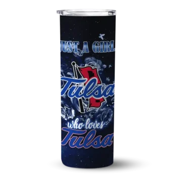 Customized Tulsa Golden Hurricane Rose Romance Blue Black Skinny Tumbler