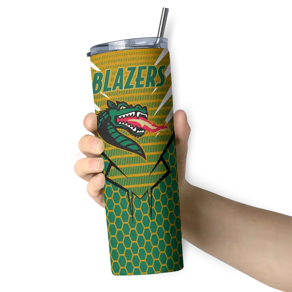 customized-uab-blazers-chevron-stripes-green-skinny-tumbler-premium-grade.webp