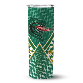 Customized UAB Blazers Monogram Burst Green White Skinny Tumbler