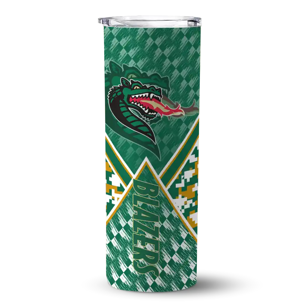 customized-uab-blazers-monogram-burst-green-white-skinny-tumbler-best-selling.webp customized uab blazers monogram burst green white skinny tumbler best selling