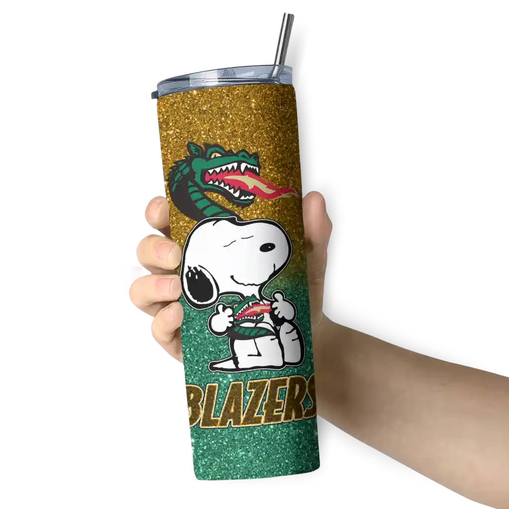 customized-uab-blazers-snoopy-attitude-green-skinny-tumbler-premium-grade.webp