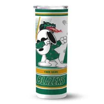 Customized UAB Blazers Snoopy Dog Green White Skinny Tumbler