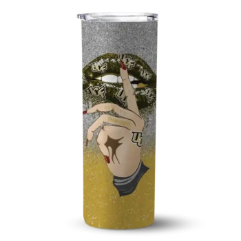 Customized UCF Knights Sparkle Lips Gold Skinny Tumbler