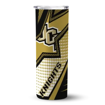 Customized UCF Knights Web Stripes Gold White Skinny Tumbler