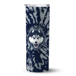 customized-uconn-huskies-metallic-grid-blue-skinny-tumbler-best-selling.webp
